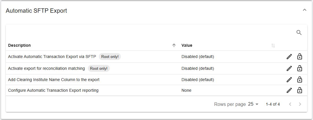 Automatic SFTP Export section