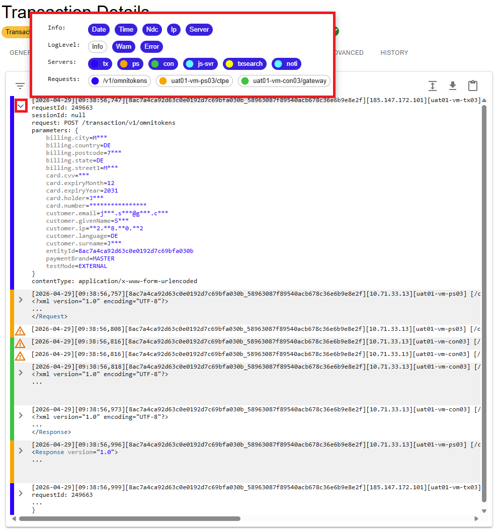 Transaction Log detail level and filters